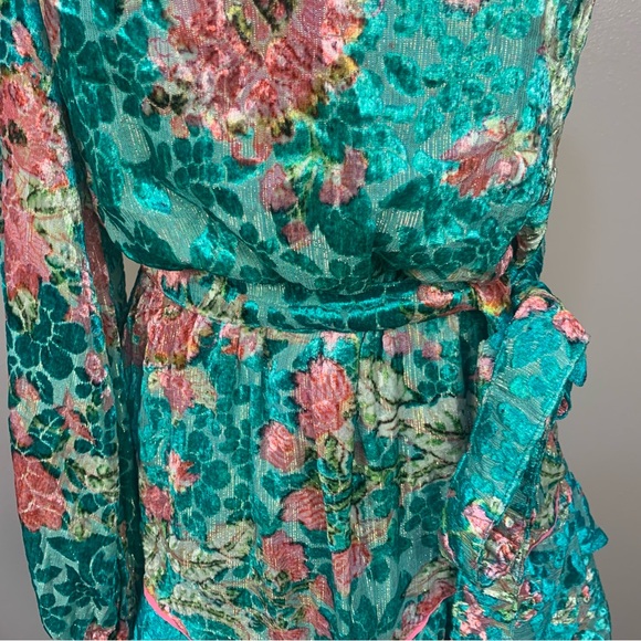 Hermant & Nandita Revolve Velvet Floral Metallic One Shoulder Mini Dress - Picture 16 of 16